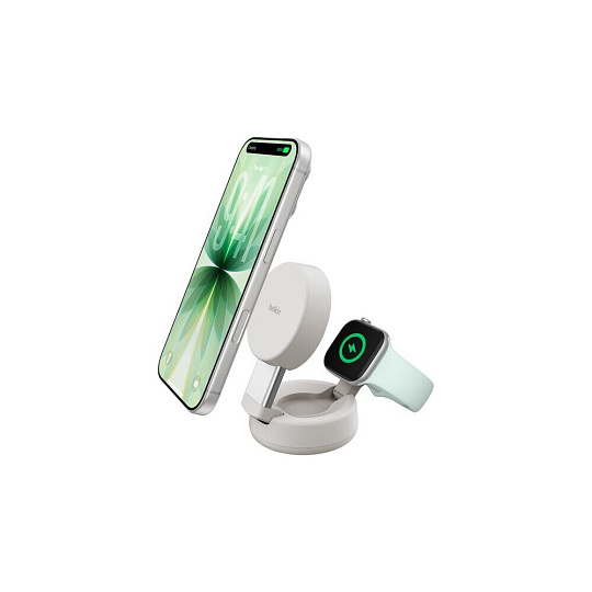 Belkin UltraCharge™ PRO Qi2 25W 2v1 MagSafe nabíječka písečná