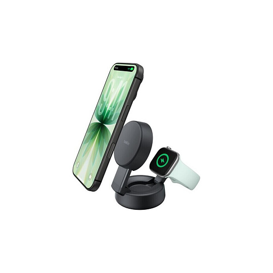Belkin UltraCharge™ PRO Qi2 25W 2v1 MagSafe nabíječka tmavě šedá