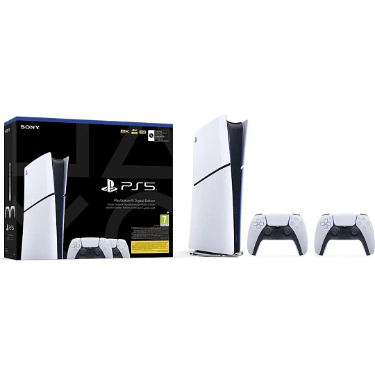 PlayStation 5 Slim Digital Edition 825GB + DualSense bílý + Vertikální podstavec pro PS5 PlayStation 5 Slim Digital Edition 825GB + DualSense bílý + Vertikální podstavec pro PS5