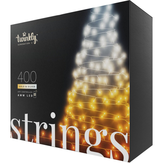 Twinkly Strings Gold Edition chytré žárovky na stromeček 400 ks 32m černý kabel