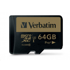 VERBATIM MicroSDXC karta 64GB PRO+ Class 10, UHS 1 (R:90/W:80 MB/s) VERBATIM MicroSDXC karta 64GB PRO+ Class 10, UHS 1 (R:90/W:80 MB/s)