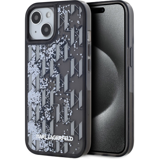 Karl Lagerfeld Liquid Glitter Monogram Gradient zadní kryt iPhone 15 černý