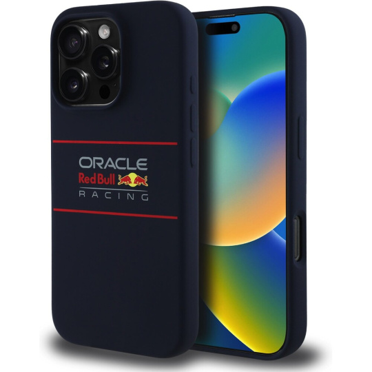 Oracle Red Bull Racing Silicone Horizontal Logo MagSafe kryt iPhone 16 Pro Max modrý