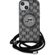 Karl Lagerfeld IML Monogram Crossbody K&CH Heads MagSafe zadní kryt iPhone 15 černý