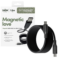 PanzerGlass USB-C/USB-C magnetický napájecí kabel 240W 1,5m černý