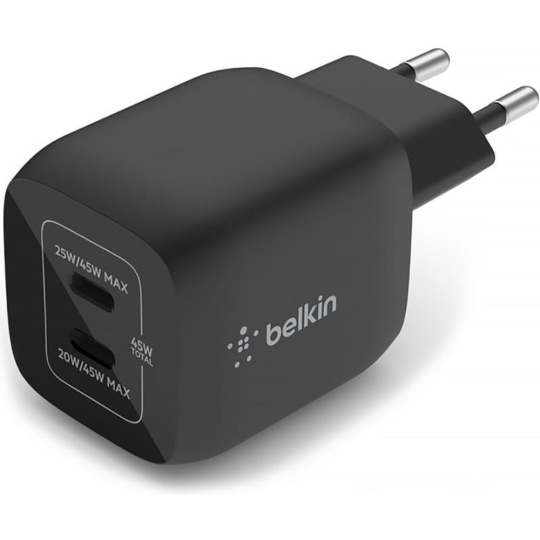 Belkin BOOST CHARGE™ Duální 45W USB-C Power Delivery GaN PPS nabíječka, černá