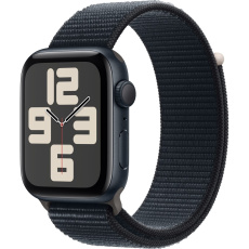 Apple Watch SE GPS 44mm Temně inkoustové s temně inkoustovým provlékacím sportovním řemínkem