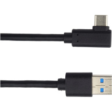 PremiumCord USB-C/USB-A napájecí kabel se zahnutým konektorem 0,5m černý