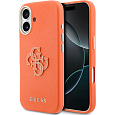 Guess PU Resin Logo kryt iPhone 17 oranžový