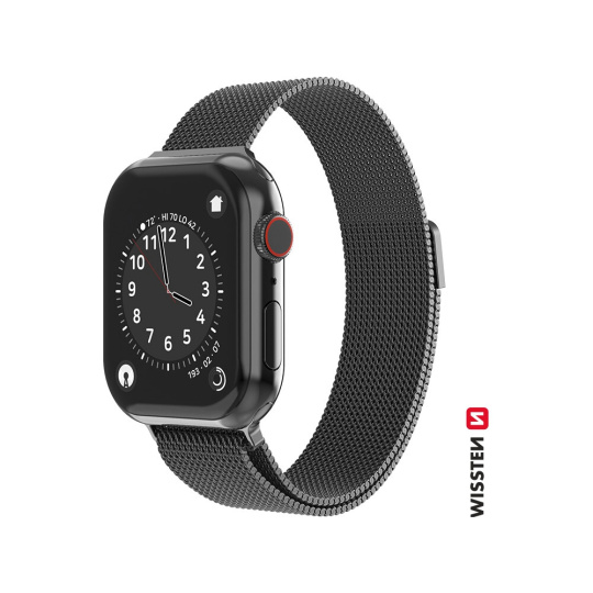 SWISSTEN řemínek Milánský tah pro Apple Watch 42-44 mm černý