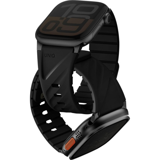 UNIQ Fluo Magnetický řemínek pro Apple Watch (49-40mm) Midnight Black