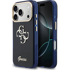 Guess IML 4G Script Metal Logo kryt iPhone 17 Pro modrý