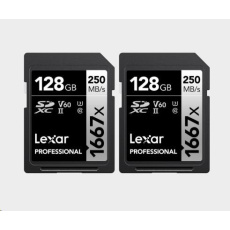 Lexar SDXC Pro 1667X UHS-II U3 R250/W120 (V60) 128G - 2pack