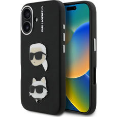 Karl Lagerfeld Grained PU K&CH Heads kryt iPhone 16 černý