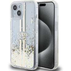 Guess PC/TPU Liquid Glitter Gold Stripe kryt iPhone 15 čirý