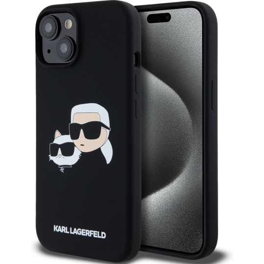 Karl Lagerfeld Liquid Silicone Double Heads Magsafe zadní kryt iPhone 15 Pro Max černý