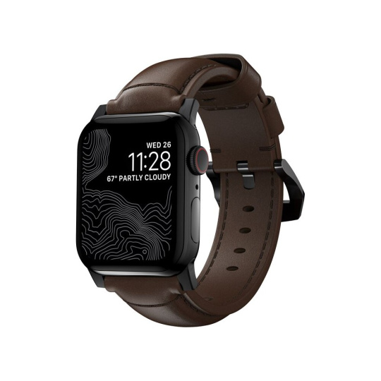 Nomad Traditional kožený řemínek Apple Watch Ultra (49mm) 8/7 (45mm)/6/SE/5/4 hnědý/černé přezky