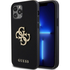 Guess PU Perforated 4G Glitter Metal Logo kryt iPhone 12/12 Pro černý