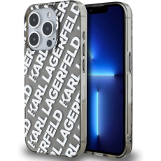 Karl Lagerfeld IML Electroplated Repeated Logo zadní kryt iPhone 15 Pro Max stříbrný