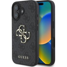 Guess PU 4G Metal Logo kryt pro iPhone 16 Plus šedý