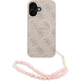 Guess PU Leather 4G Colored Ring Strap MagSafe kryt iPhone 16 růžový