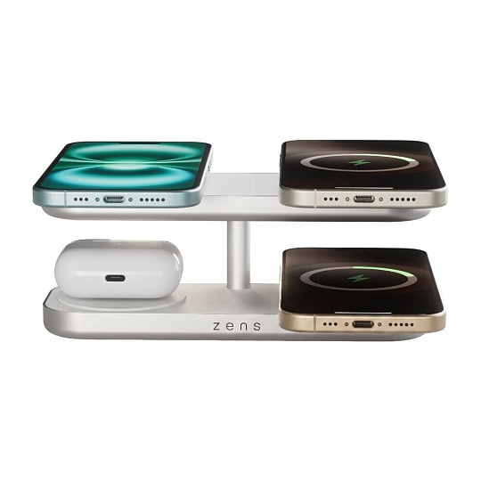 ZENS Quattro Charger Pro 4 MagSafe/Qi2 nabíjecí stanice (4x 15W) bílá