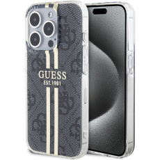 Guess IML 4G Gold Stripe kryt iPhone 15 Pro černý