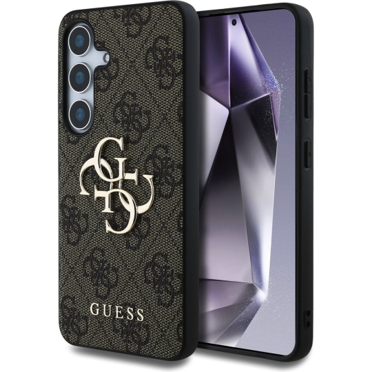 Guess PU 4G Metal Logo kryt Samsung Galaxy S25+ hnědý