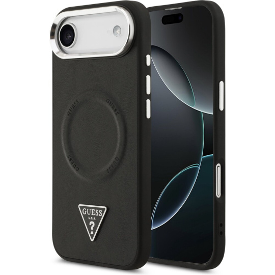 Guess PU Leather Triangle Logo MagSafe kryt iPhone Air černý