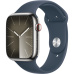 Apple Watch Series 9 Cellular 45mm Stříbrná ocel s bouřkově modrým sportovním řemínkem M/L