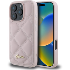 Guess PU Leather Quilted kryt pro iPhone 16 Pro Max růžový