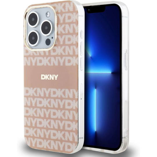 DKNY PC/TPU Repeat Pattern Tonal Stripe Magsafe kryt iPhone 13 Pro Max růžový