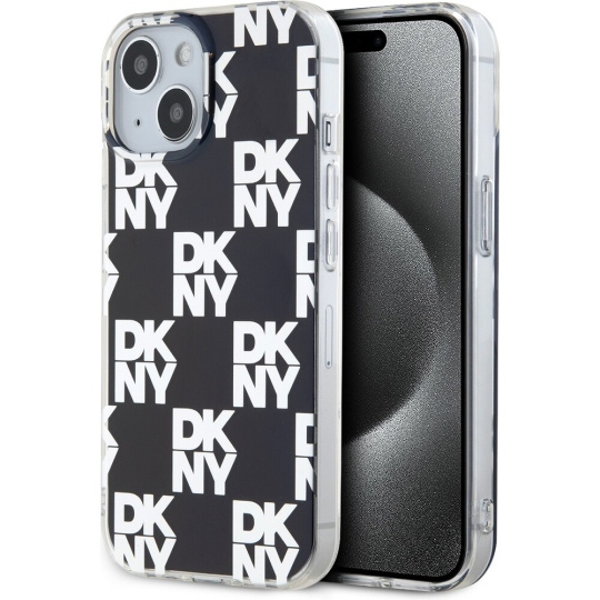 DKNY PC/TPU Checkered Pattern kryt iPhone 15 černý