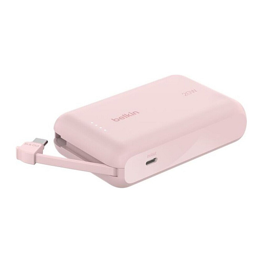 Belkin BOOST CHARGE™ USB-C PowerBanka s integrovaným USB-C kabelem, 10000mAh, PD, 20W růžová Belkin BOOST CHARGE™ USB-C PowerBanka s integrovaným USB-C kabelem, 10000mAh, PD, 20W růžová