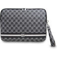 DKNY PU Leather Checkered Pattern and Stripe pouzdro na notebook 13/14" černé