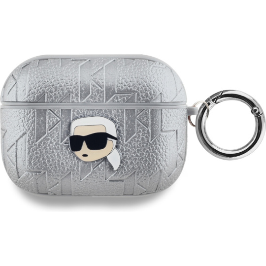 Karl Lagerfeld PU Embossed Karl Head pouzdro AirPods Pro stříbrné