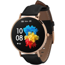 Garett Smartwatch Verona zlatá, černá kůže