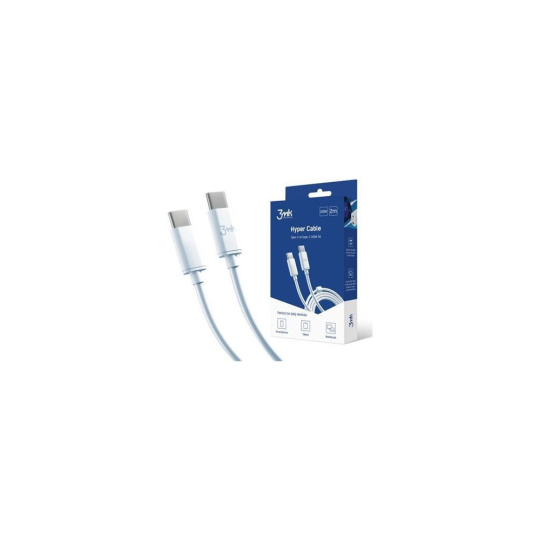 3mk Hyper Cable USB-C/USB-C datový kabel, 100W, 2m bílý