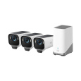 Anker eufy S3 Pro (sada 3ks+jednotka HomeBase 3) venkovní kamera se solárním nabíjením, 4K bílá