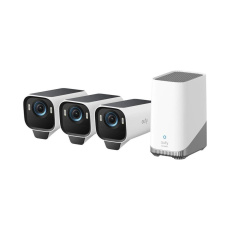 Anker eufy S3 Pro (sada 3ks+jednotka HomeBase 3) venkovní kamera se solárním nabíjením, 4K bílá