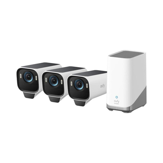 Anker eufy S3 Pro (sada 3ks+jednotka HomeBase 3) venkovní kamera se solárním nabíjením, 4K bílá