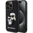 Karl Lagerfeld 3D Rubber Karl and Choupette kryt iPhone 15 Pro černý