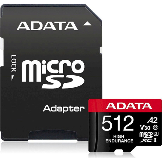 ADATA High Endurance MicroSDXC karta 512GB + SD adaptér ADATA High Endurance MicroSDXC karta 512GB + SD adaptér