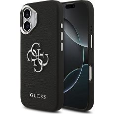 Guess PU Grained 4G Metal Logo kryt iPhone 17 černý