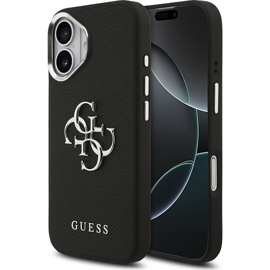 Guess PU Grained 4G Metal Logo kryt iPhone 17 černý