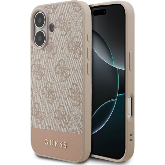 Guess PU 4G Stripe Zadní Kryt pro iPhone 17 růžový Guess PU 4G Stripe Zadní Kryt pro iPhone 17 růžový