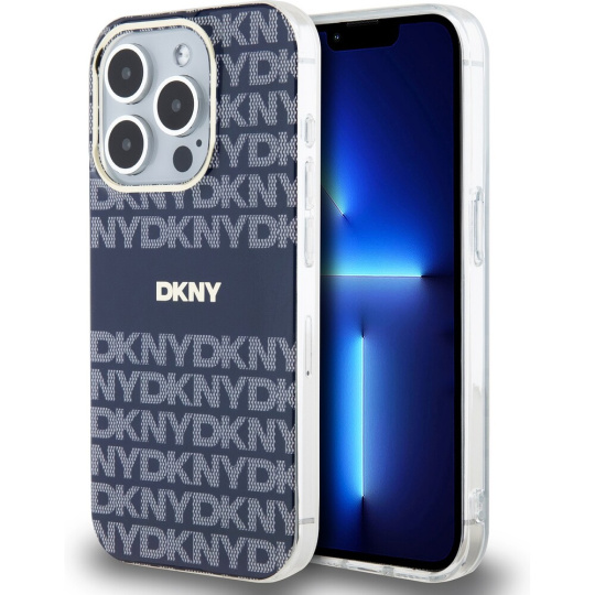 DKNY PC/TPU Repeat Pattern Tonal Stripe Magsafe kryt iPhone 14 Pro modrý