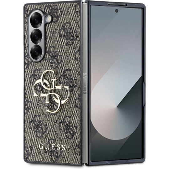 Guess PU 4G Metal Logo kryt Samsung Galaxy Z Fold 6 hnědý