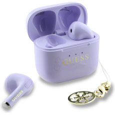 Guess Classic Logo Charm TWS bezdrátová sluchátka fialová