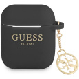 Guess 4G Charm Silikonové Pouzdro pro Airpods 1/2 černé